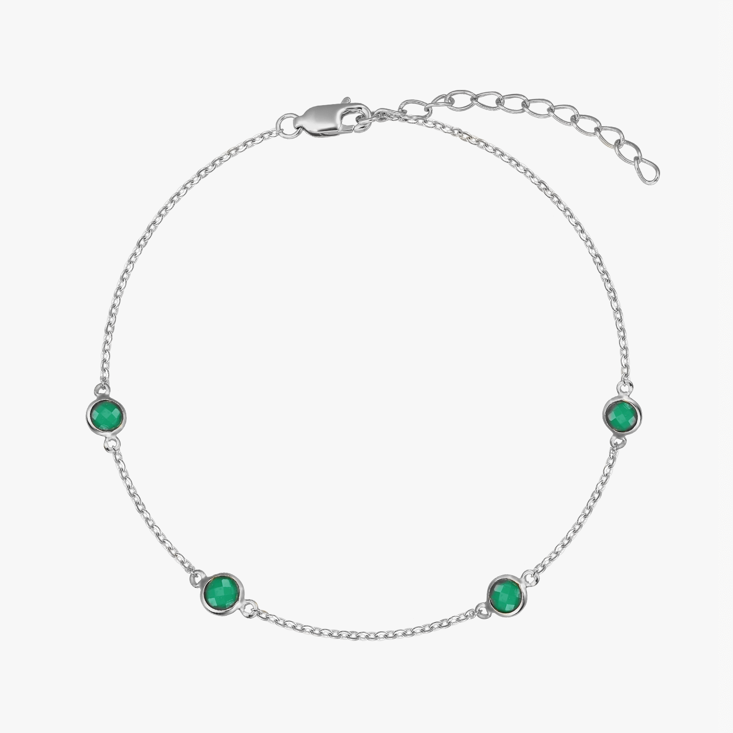 Brățară din argint Birthstone May - Onix Verde - Indira