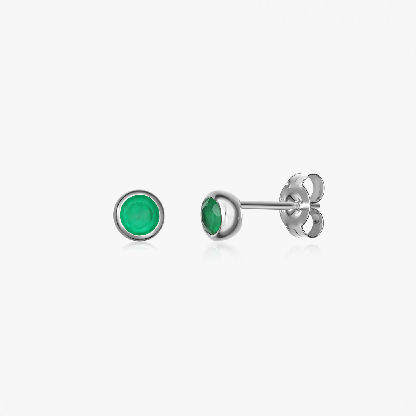 Cercei din argint Birthstone May - Onix Verde