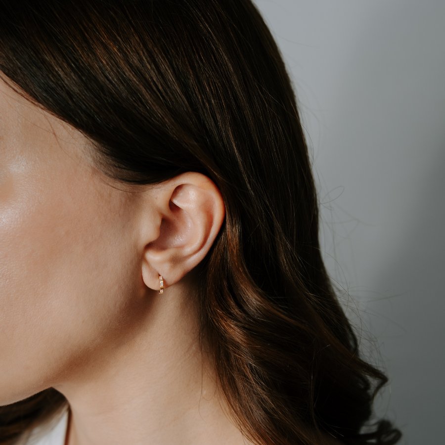 Carreau gold earrings - Zirconium