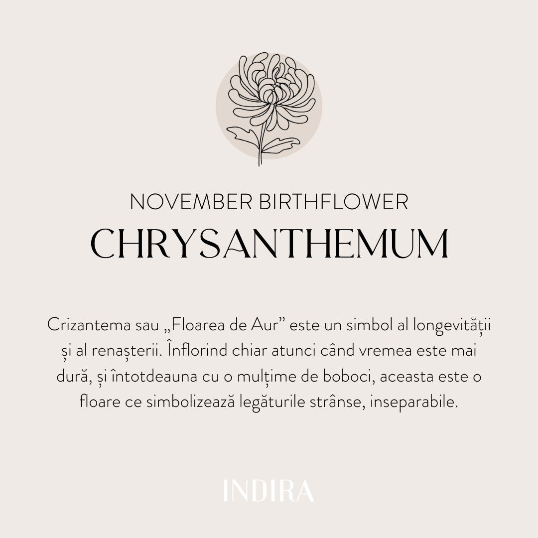 Brățară șnur pentru copii din aur alb Birth Flower - November Chrysanthemum - Indira