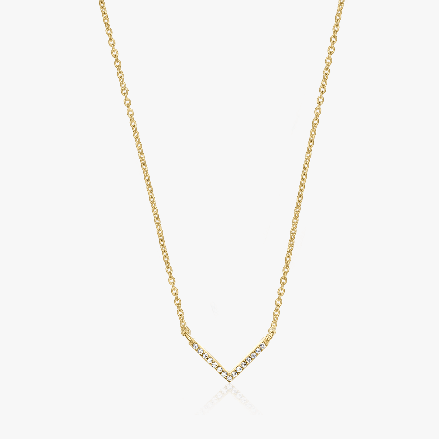 Colier din argin Golden V Neck - Zirconiu