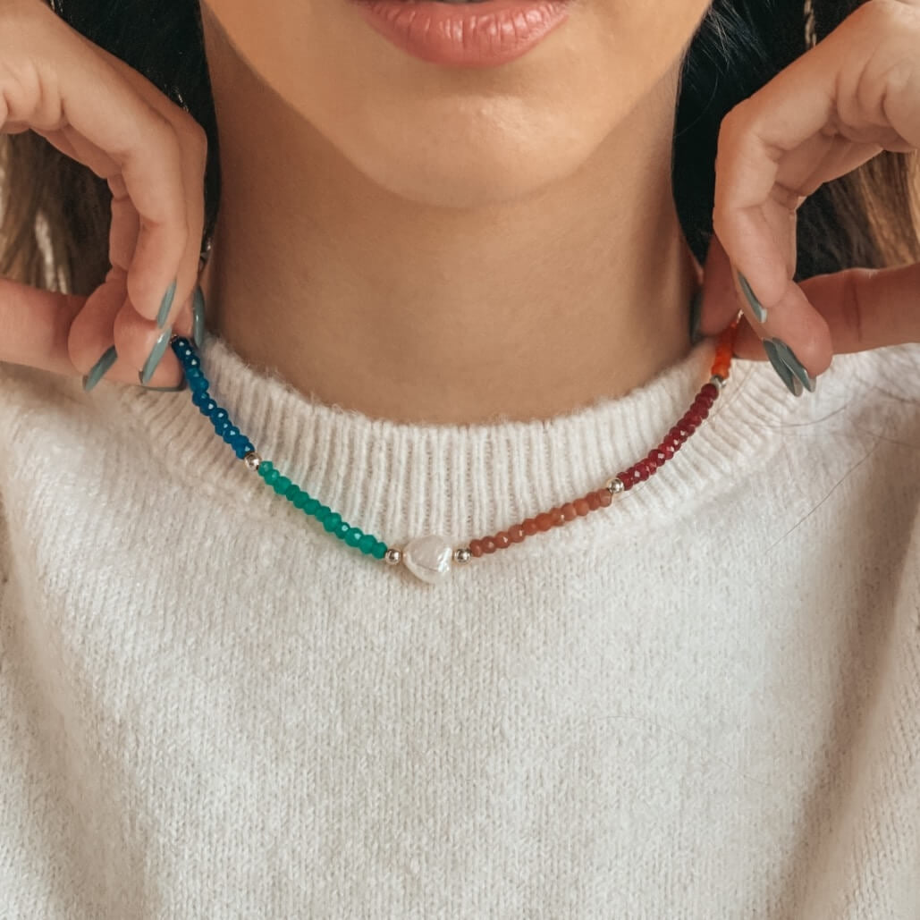 Freya Silver Necklace - Semi-Precious Stones