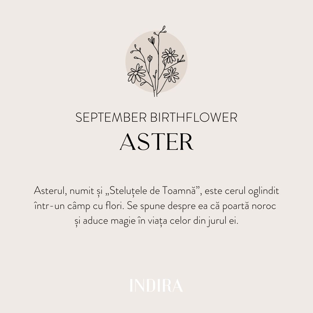 Brățară șnur pentru copii din aur Birth Flower - September Aster - Indira