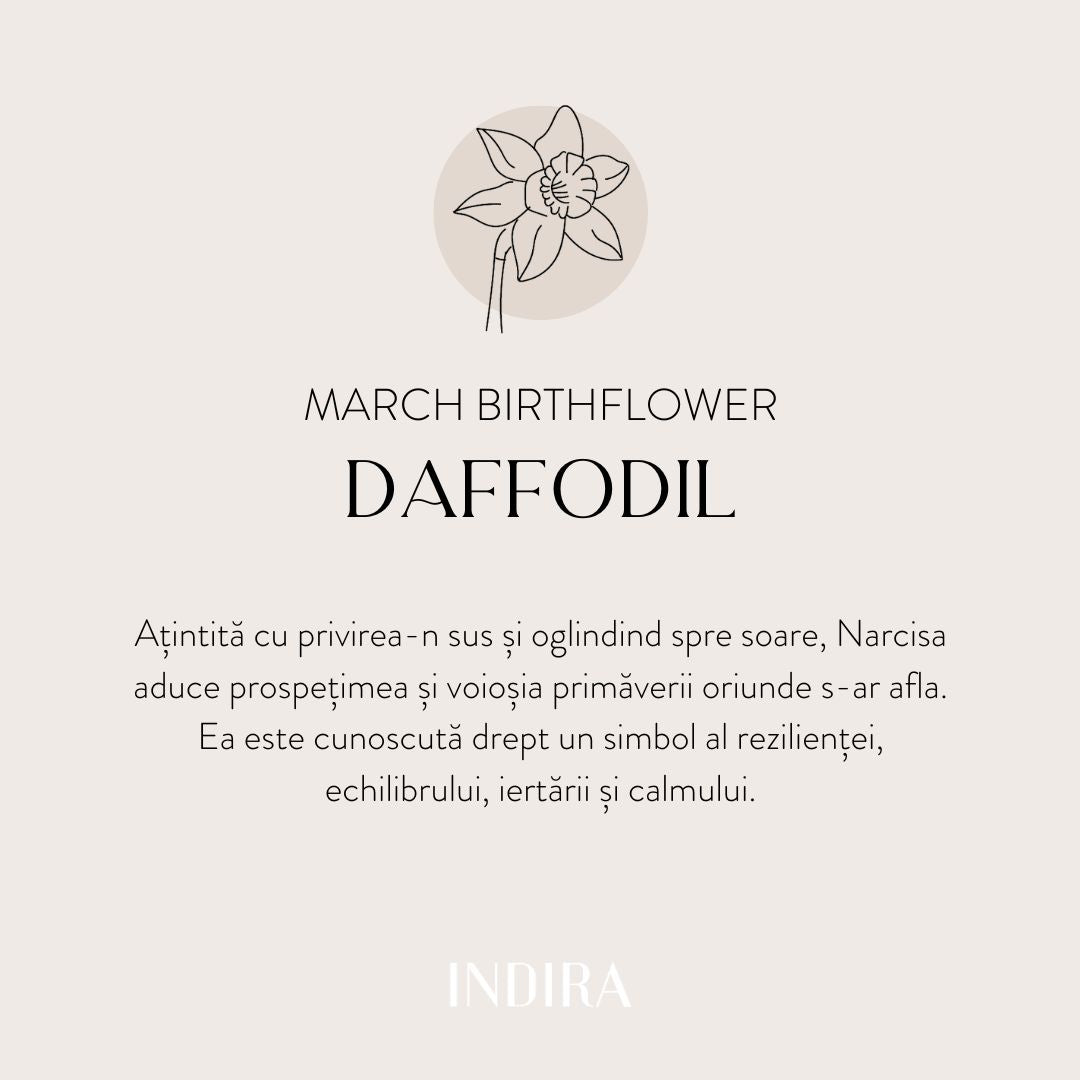 Brățară șnur pentru copii din aur alb Birth Flower - March Daffodil - Indira