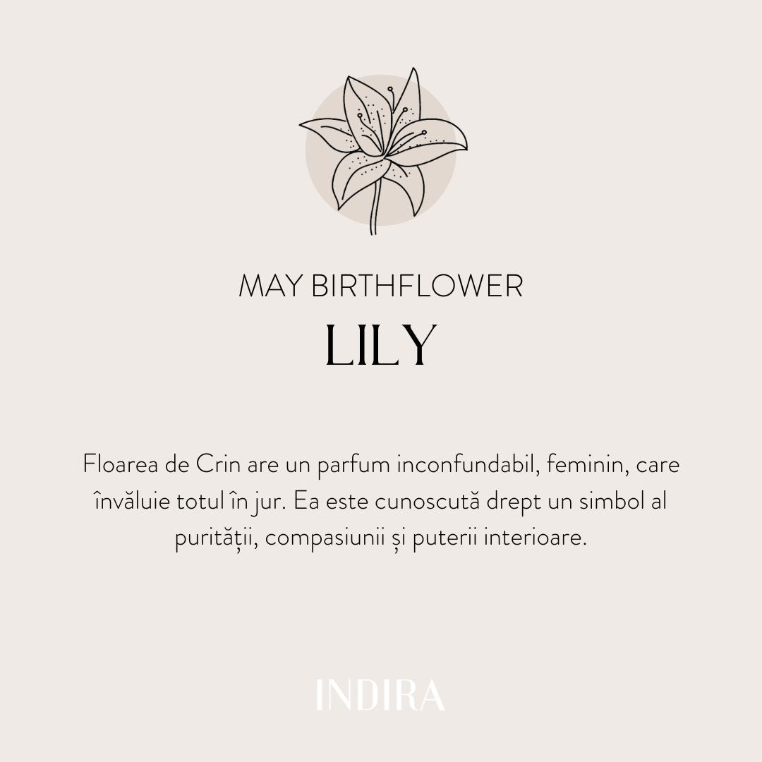 Brățară șnur pentru copii din aur alb Birth Flower - May Lily - Indira