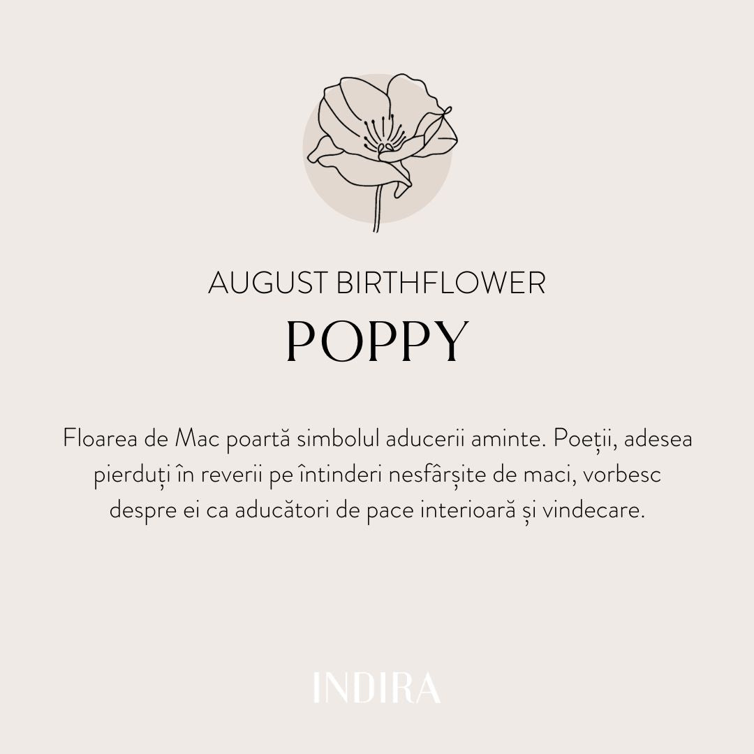 Brățară șnur pentru copii din aur alb Birth Flower - August Poppy - Indira