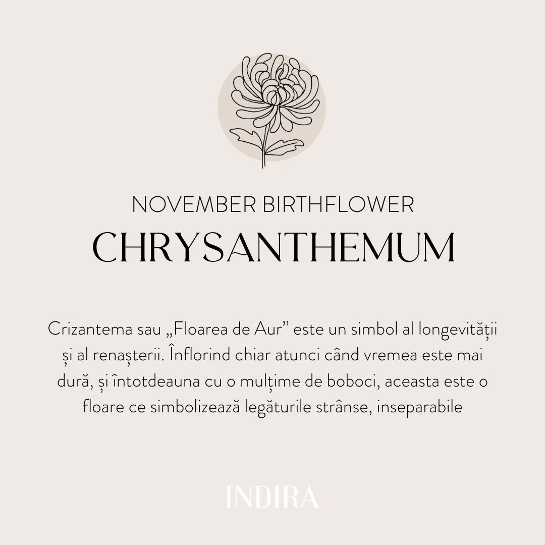 Colier din argint Birth Flower Silver - November Chrysanthemum - Indira