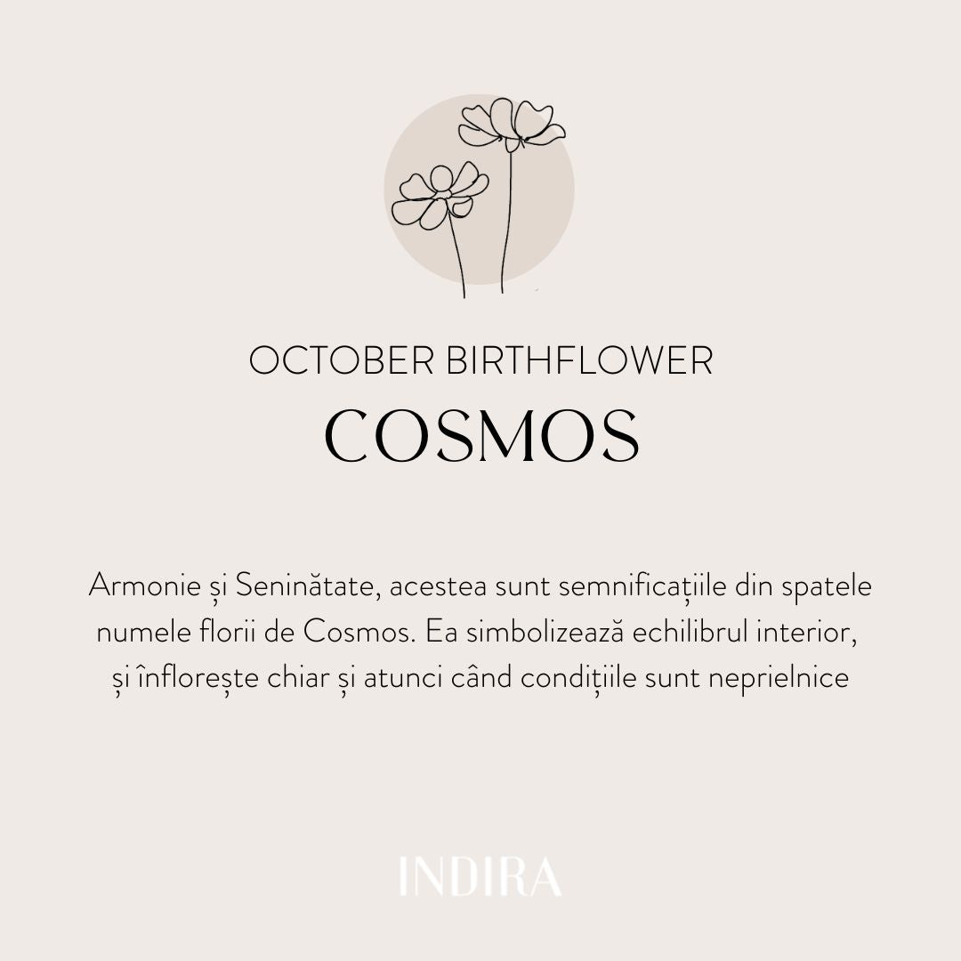 Colier din argint Birth Flower Golden - October Cosmos - Indira