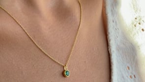 Colier din argint Birthstone Golden May - Onix Verde