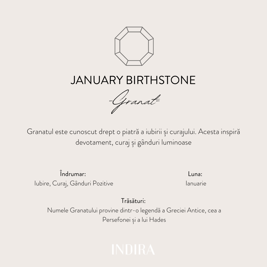 Brățară din argint Birthstone Golden January - Granat - Indira