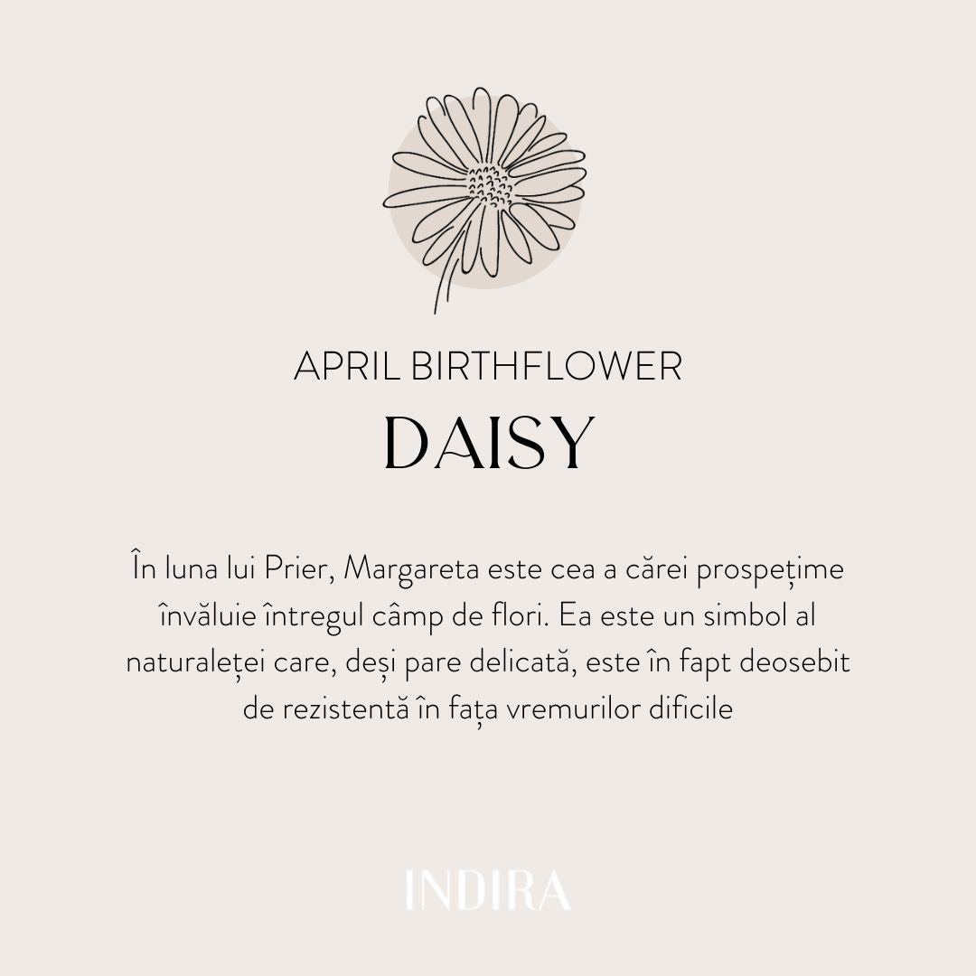 Colier din argint Birth Flower Silver - April Daisy - Indira