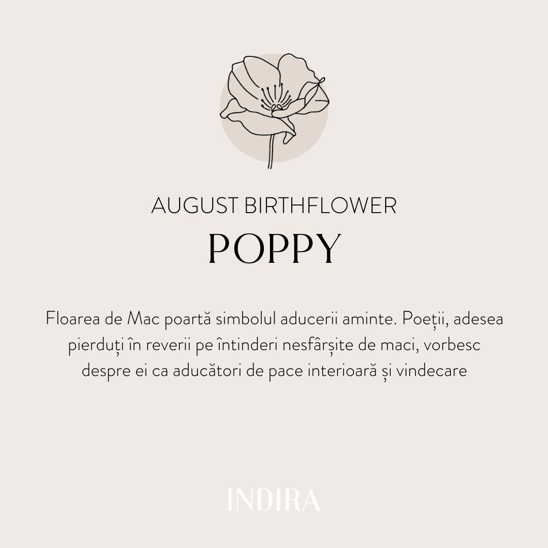 Colier din argint Birth Flower Golden - August Poppy - Indira