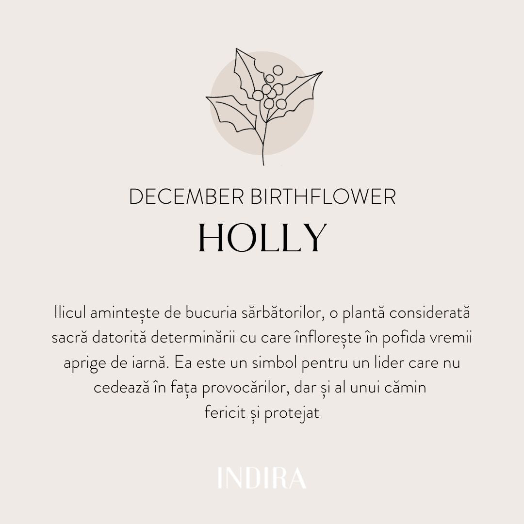 Colier din argint Birth Flower Silver - December Holly - Indira