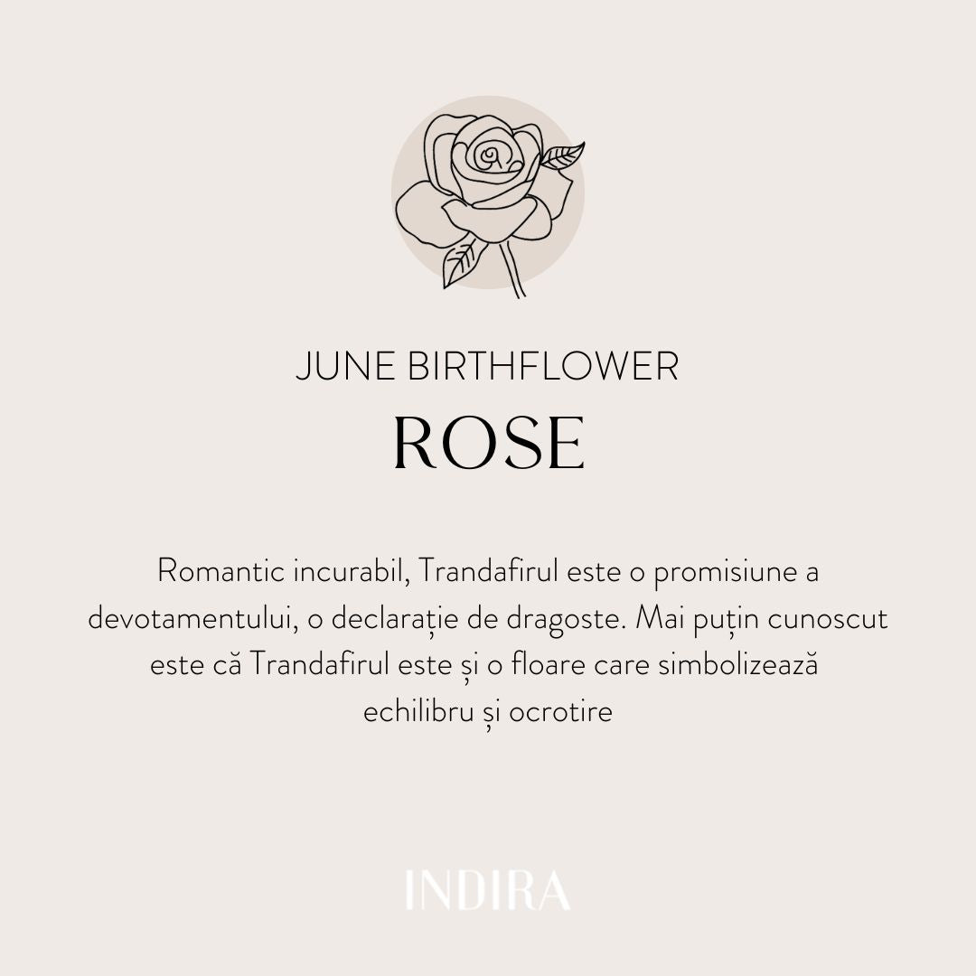 Colier din argint Birth Flower Golden - June Rose - Indira