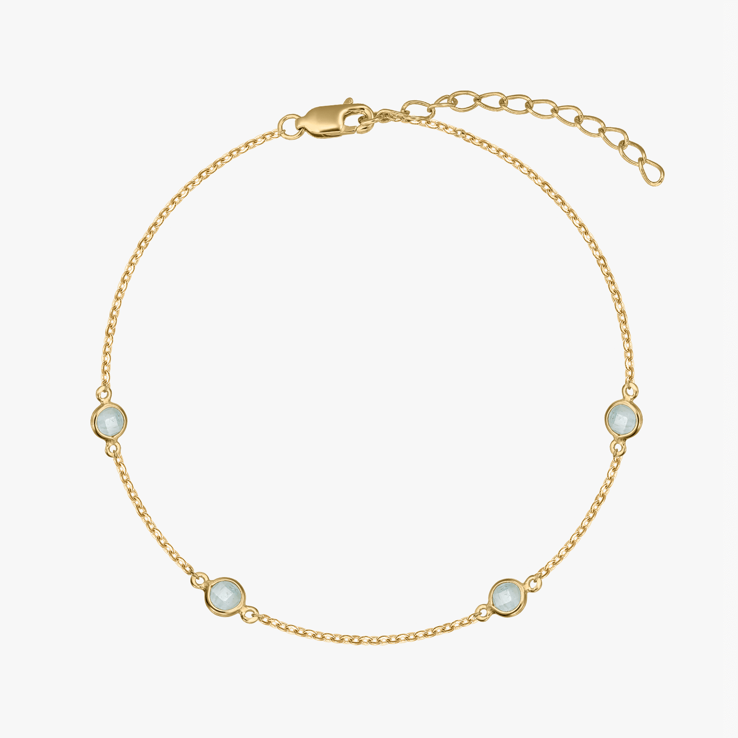 Brățară din argint Birthstone Golden March - Acvamarin - Indira