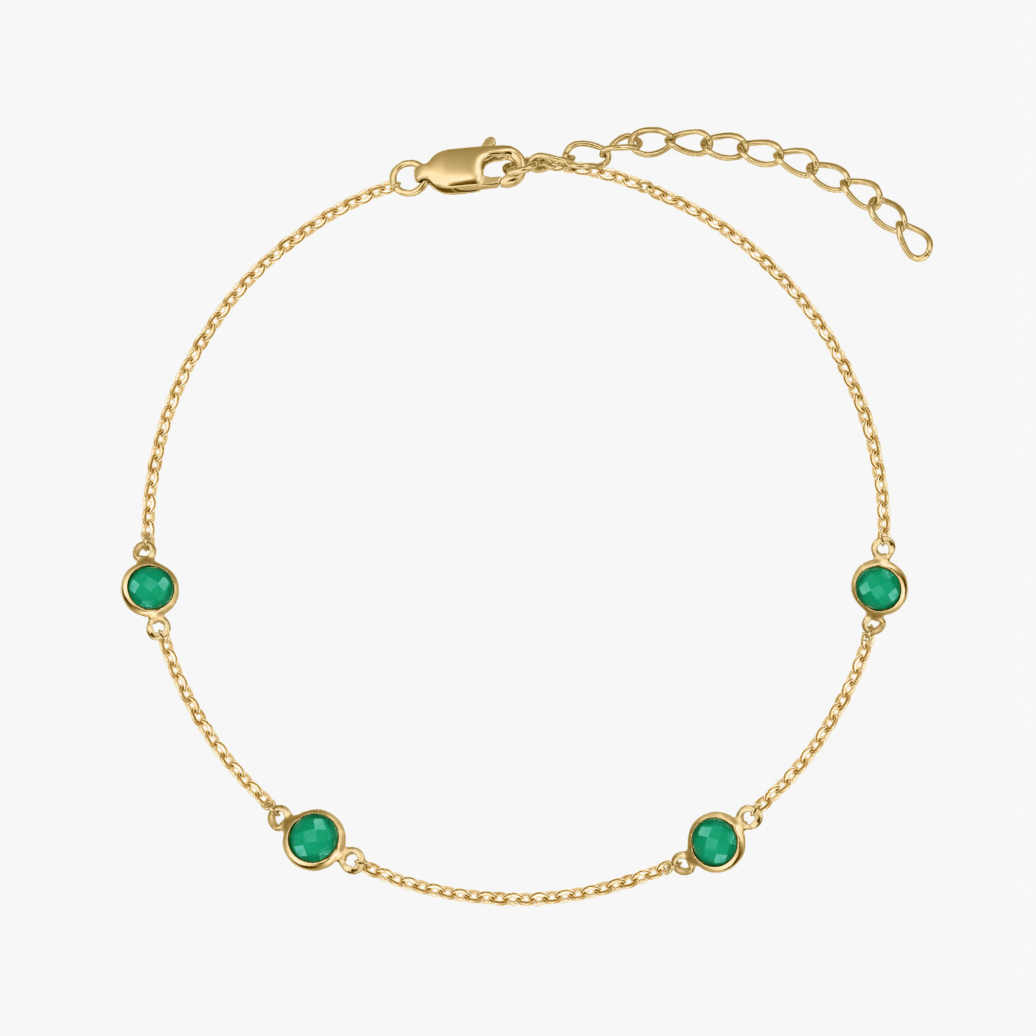 Brățară din argint Birthstone Golden May - Onix Verde - Indira