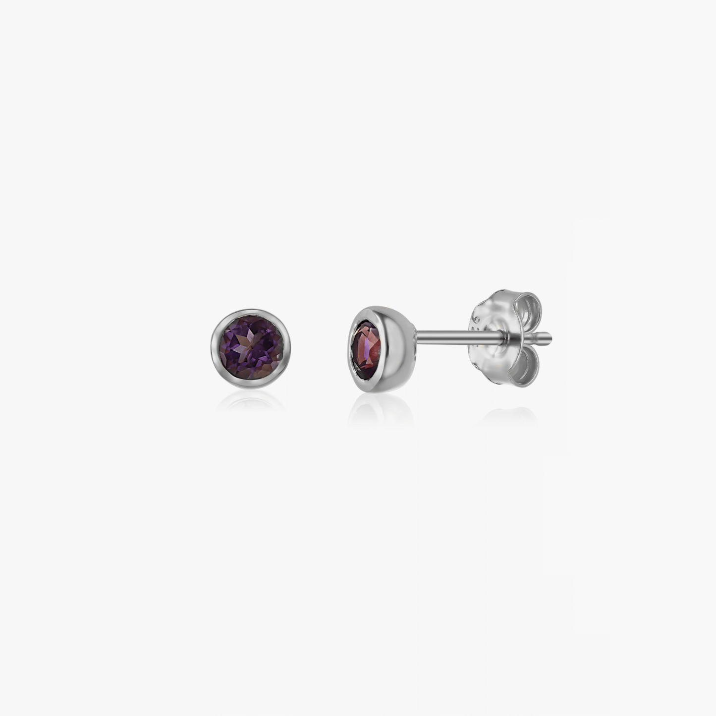 Silver earrings Birthstone February - Amethyst