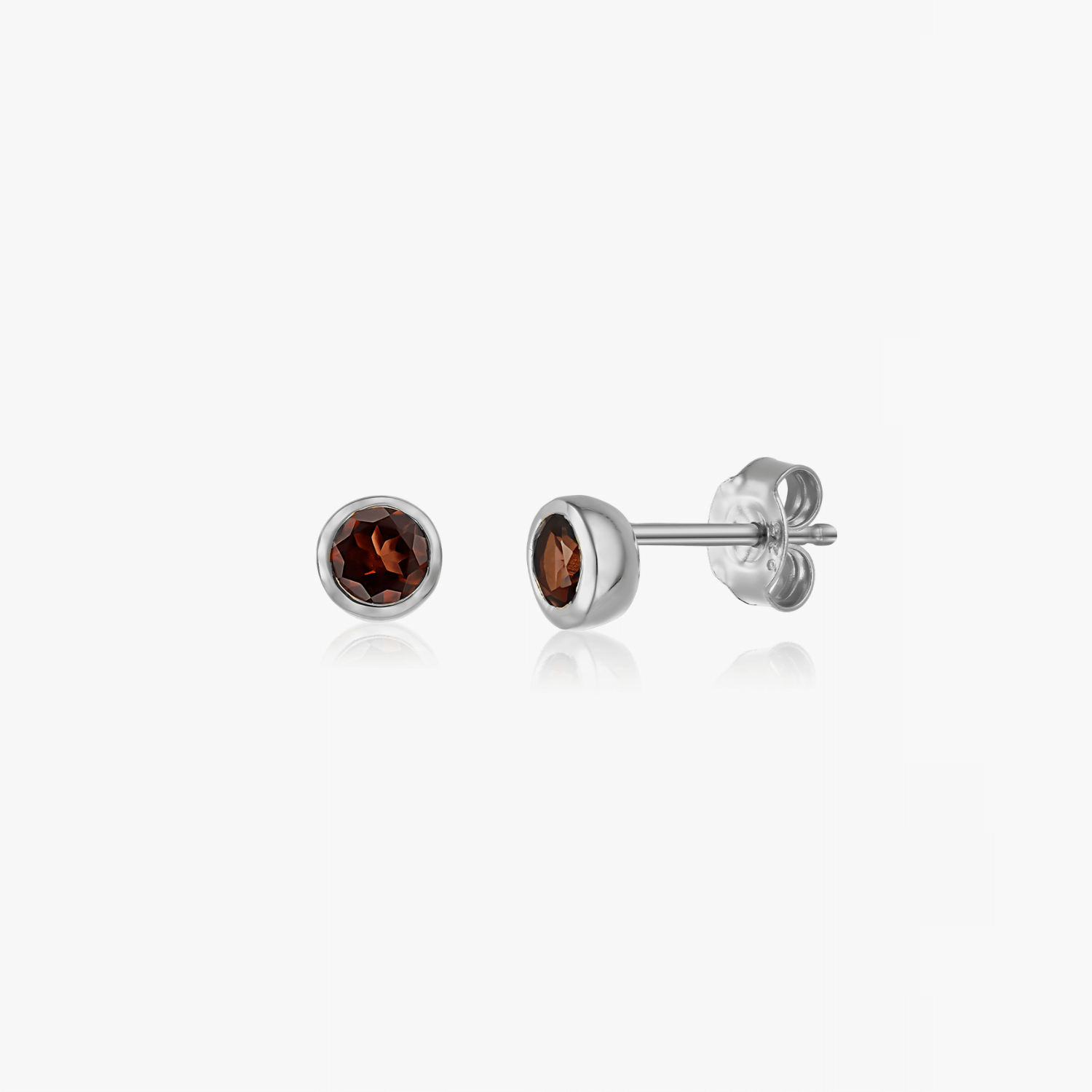 Silver earrings Birthstone January - Garnet