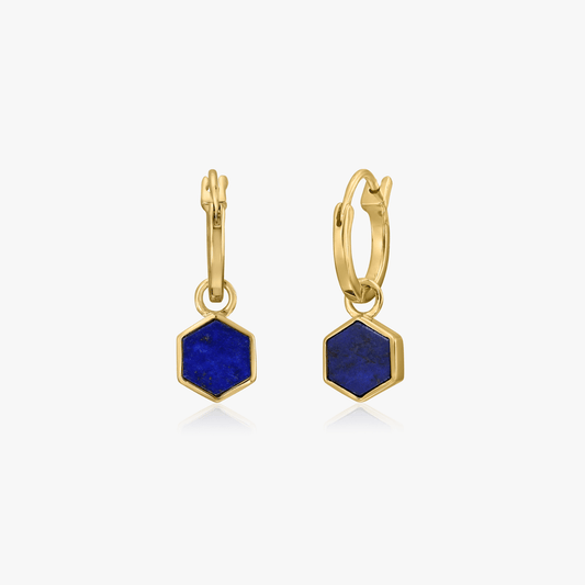 Cercei din argint Golden Charlotte - Lapis Lazuli - Indira