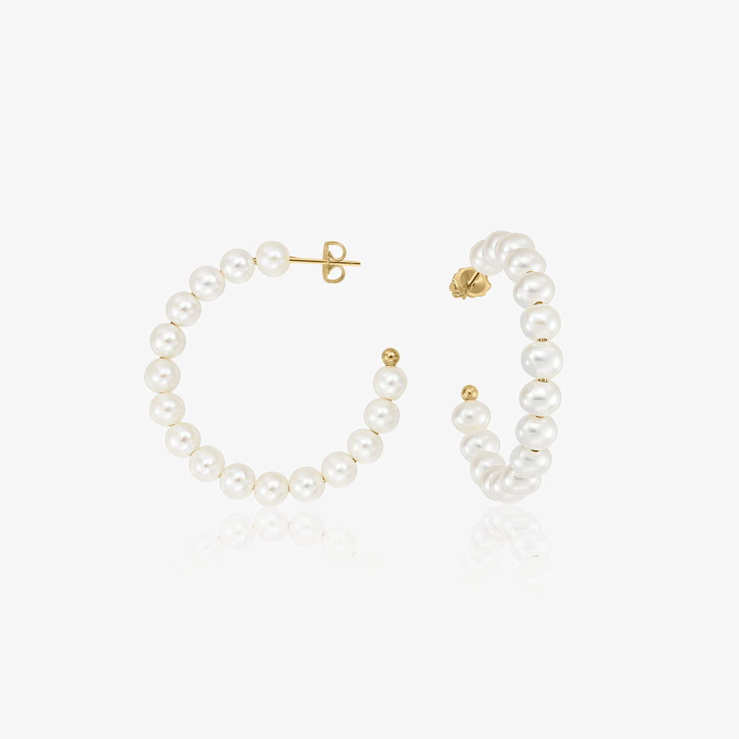 Cercei din argint Golden Pearl Hoops - Perle naturale - Indira