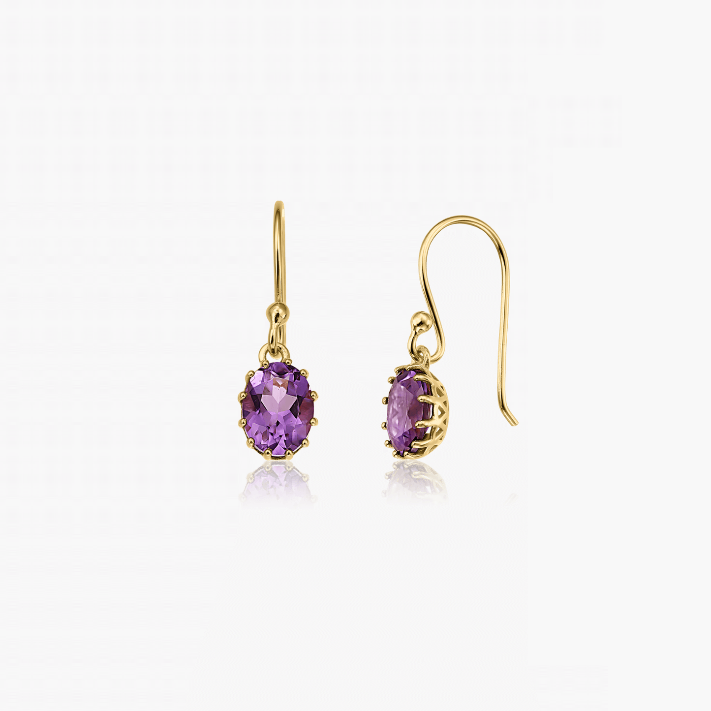 Golden Serene silver earrings - Amethyst