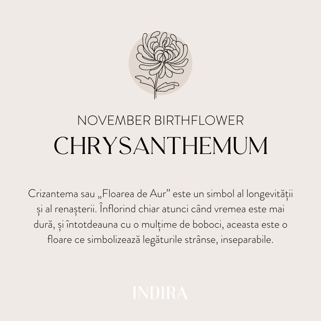 Brățară șnur din aur Birth Flower - November Chrysanthemum - Indira