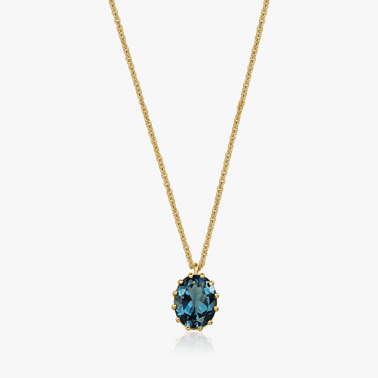 Colier din argint Golden Serene - Topaz Blue London - Indira