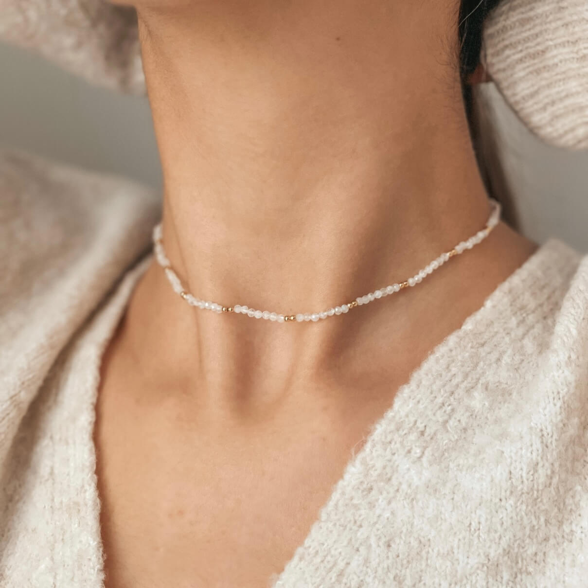 Golden SummerScape silver necklace – Moonstone