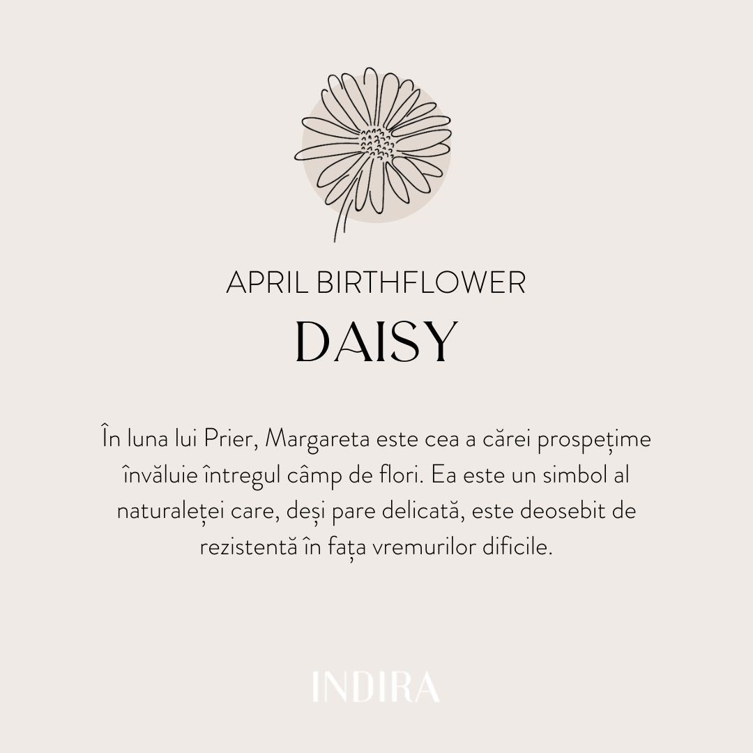 Brățară șnur din aur alb Birth Flower - April Daisy - Indira