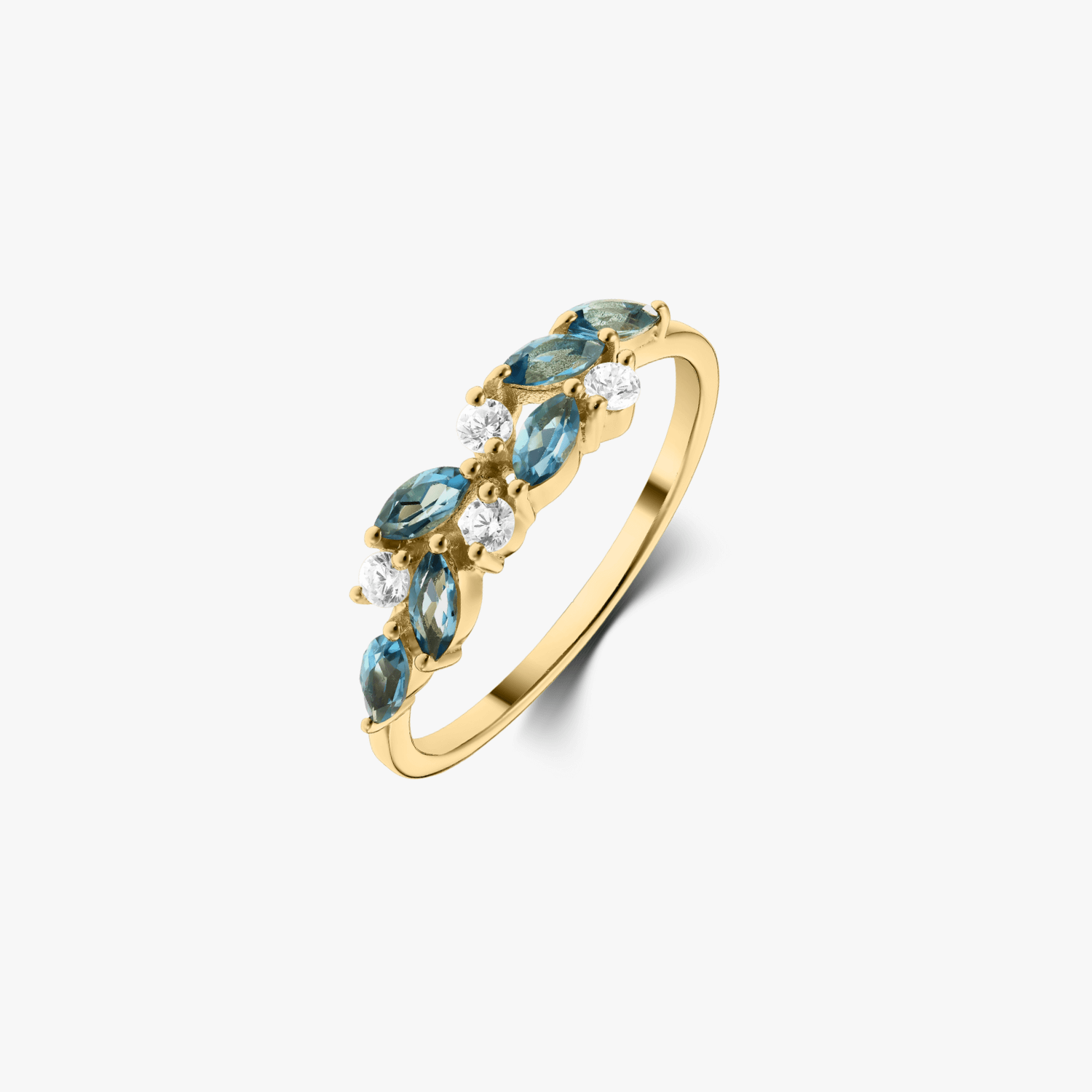 Inel din argint Golden Verdure - Topaz Albastru London - Indira