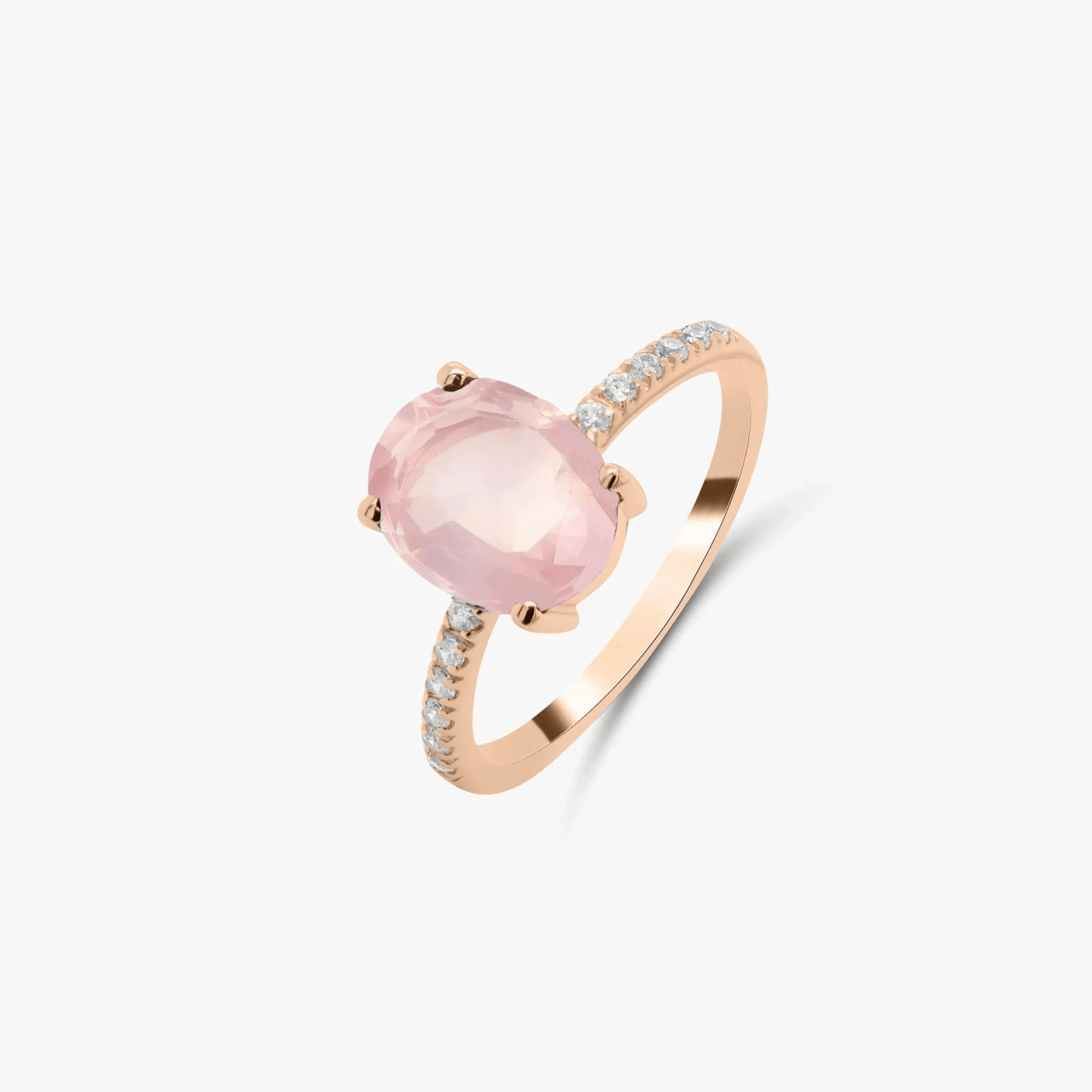 Rose Reina Silver Ring - Rose Quartz, Zirconium