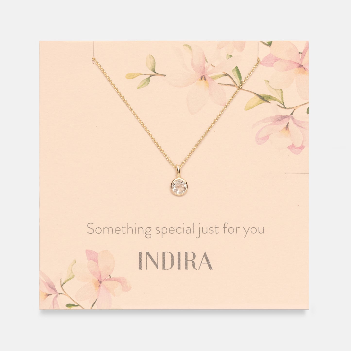 Colier din argint Birthstone Golden April - Topaz Alb - Indira