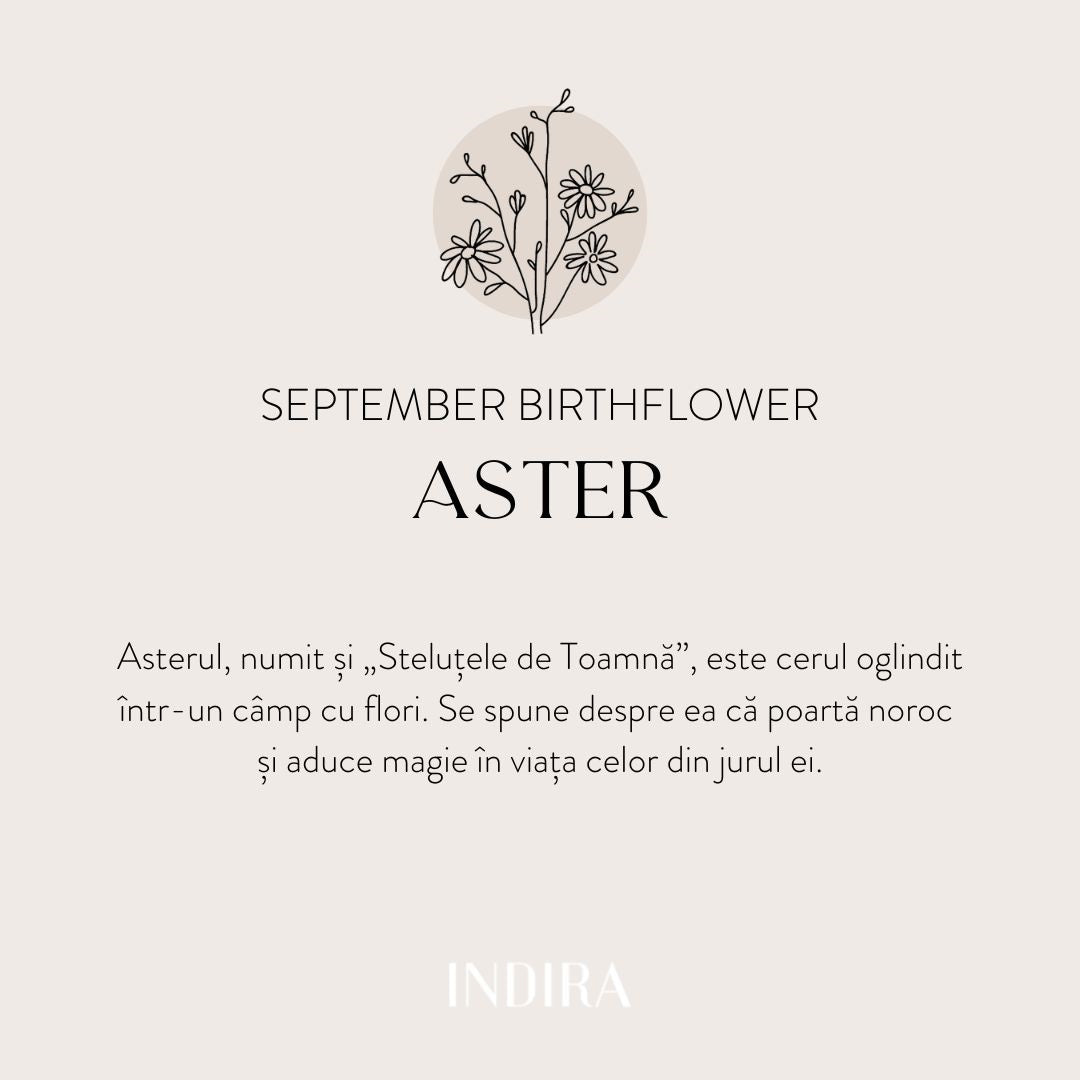 Pandantiv din aur Birth Flower - September Aster - Indira