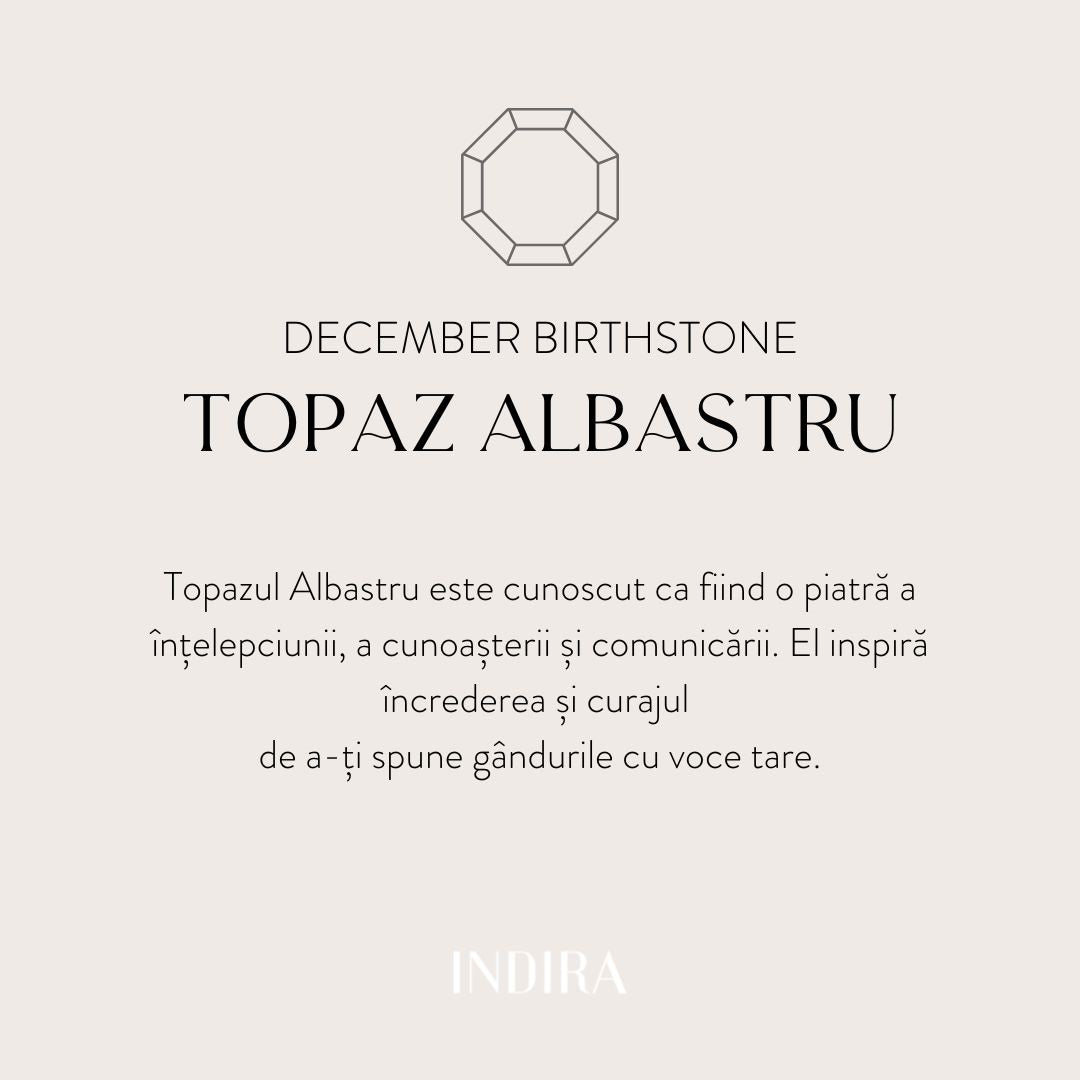 Brățară șnur din argint Birthstone Golden December - Topaz Albastru - Indira