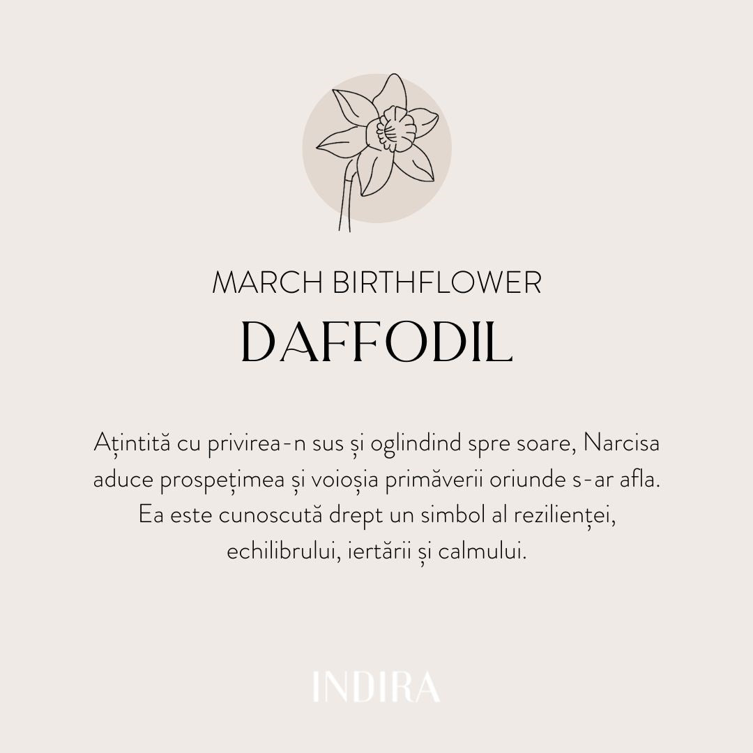 Pandantiv din aur alb Birth Flower - March Daffodil - Indira