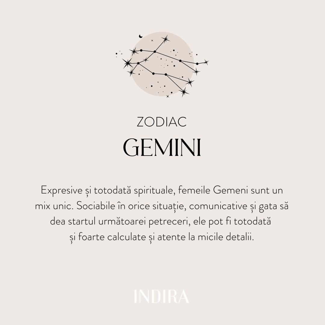 Colier din argint Golden Zodiac - Gemini - Indira