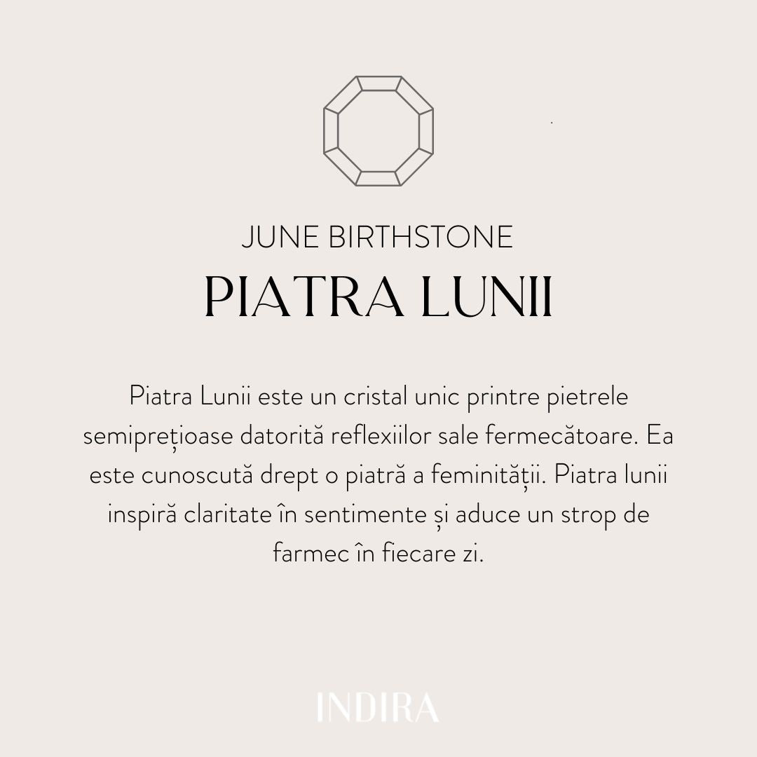 Brățară șnur din argint Birthstone Golden June - Piatra Lunii - Indira