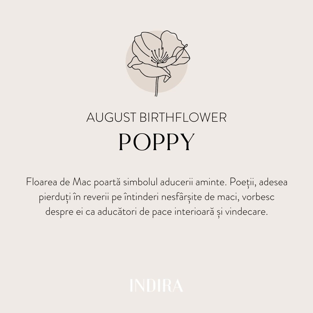 Inel din argint Birth Flower - August Poppy - Indira