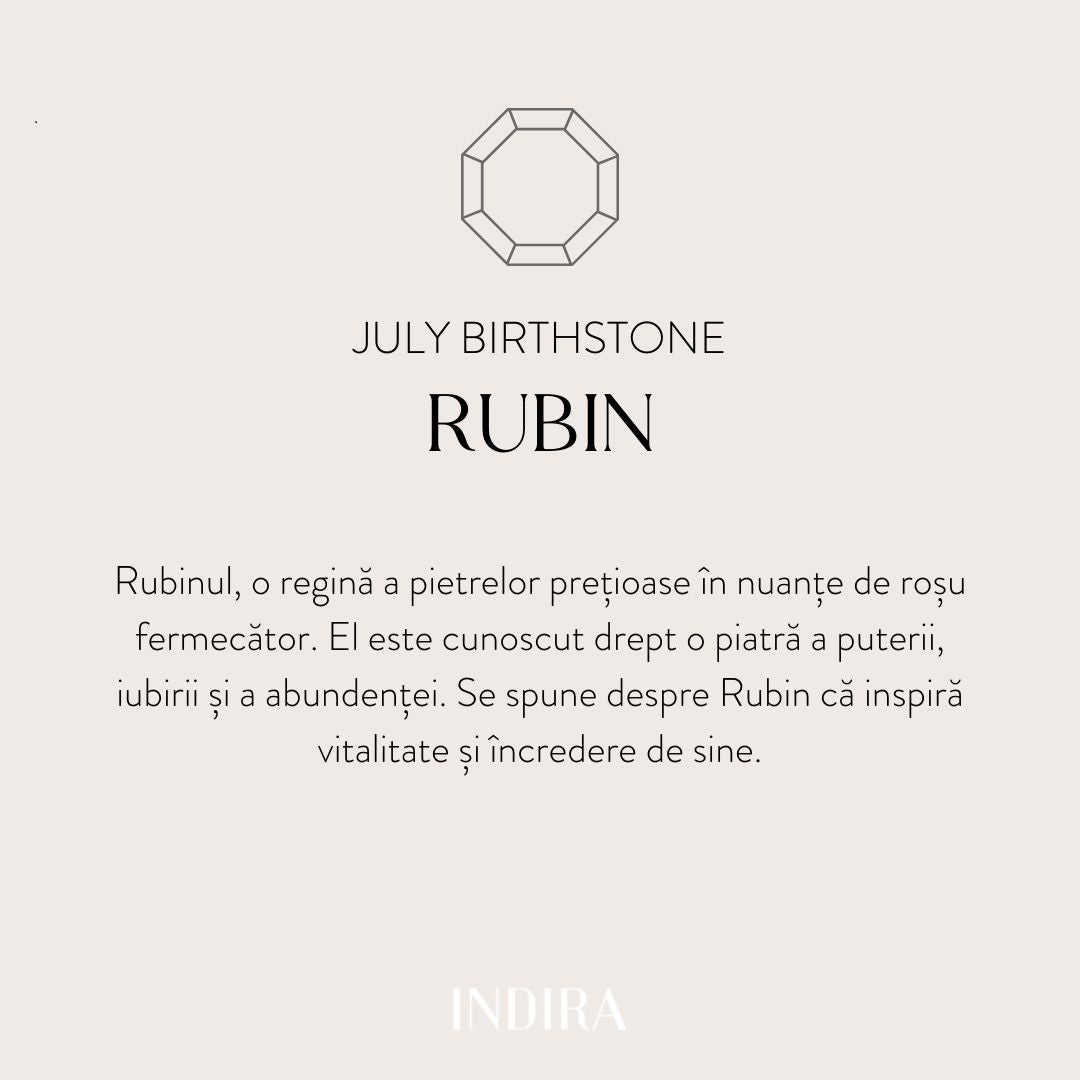 Colier din argint Birthstone Golden July - Rubin - Indira