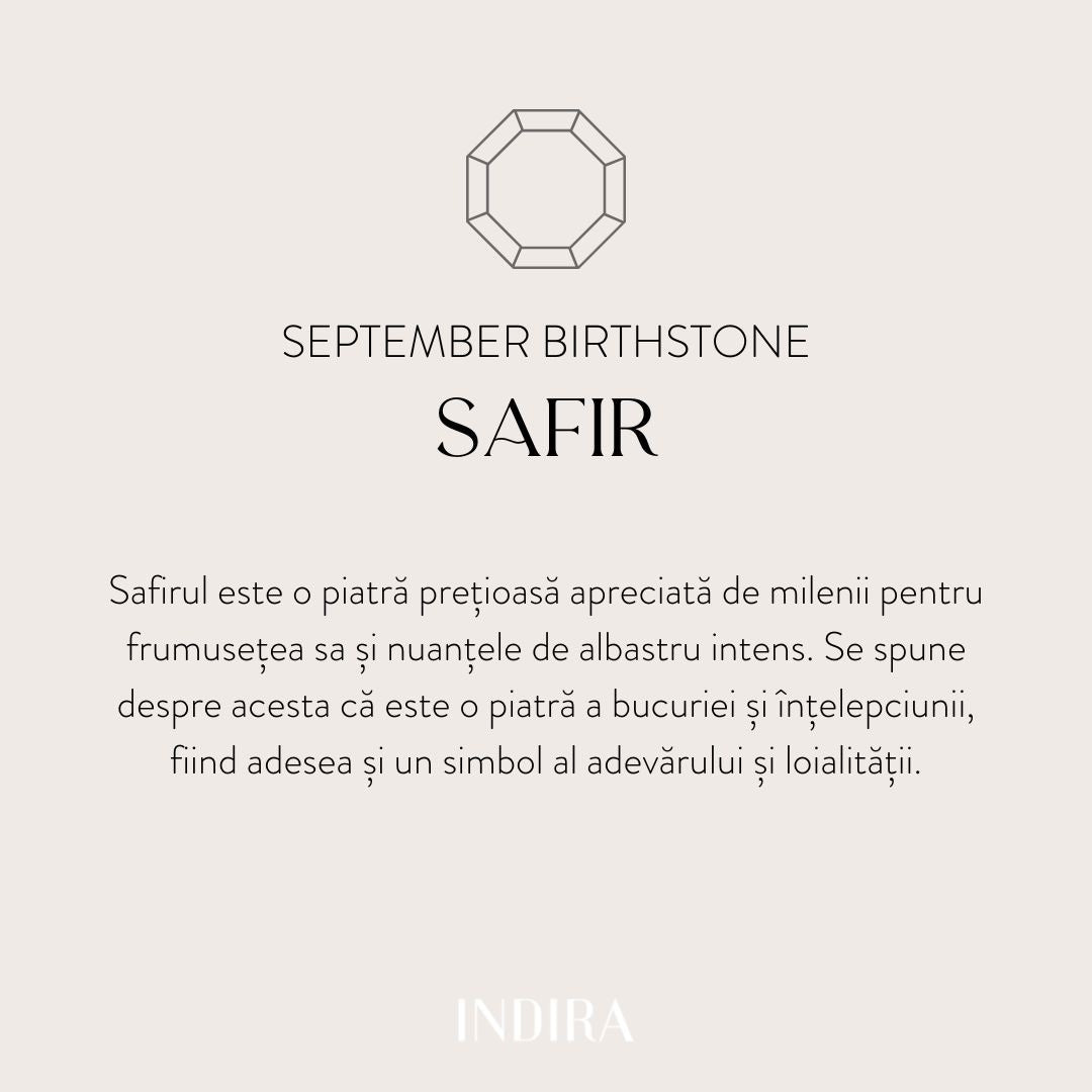 Brățară șnur din argint Birthstone Golden September - Safir - Indira