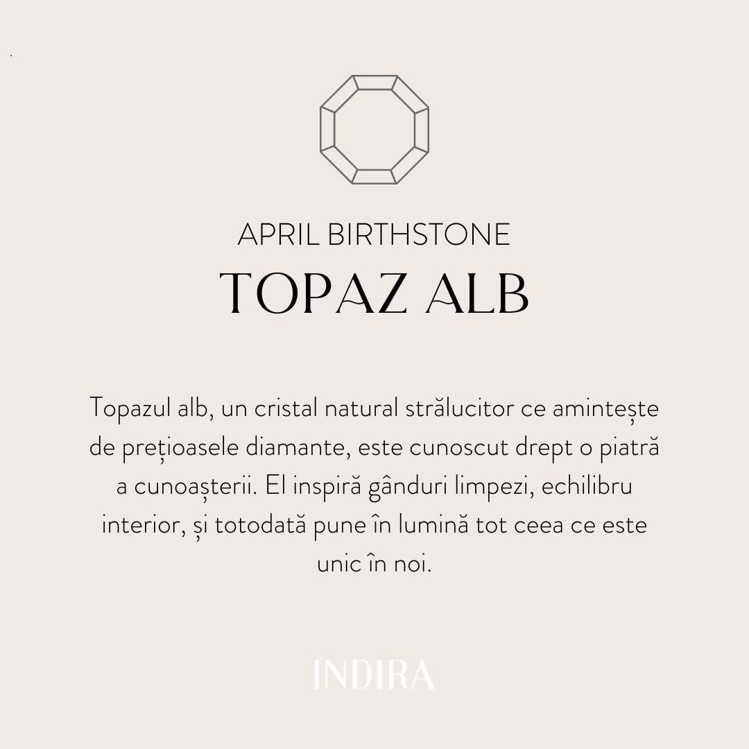 Brățară din argint Birthstone April - Topaz Alb - Indira